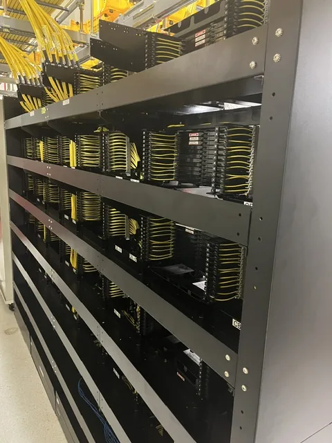 Fiber and rectifier equipment racks in an Arizona data center